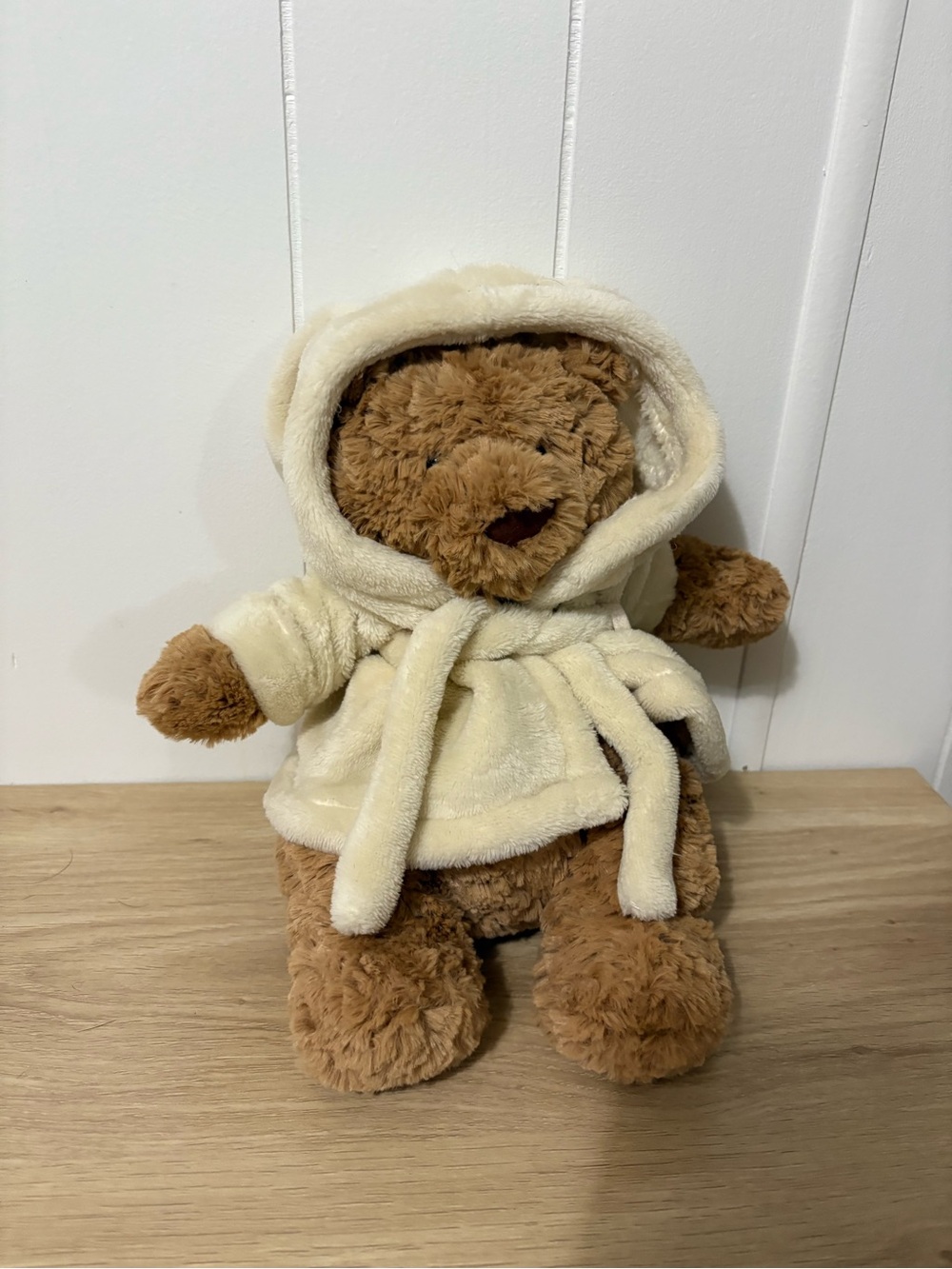 Jellycat Bartholomew Brown Bear in Cream Hooded Bathrobe Plush - Picture 7 of 10